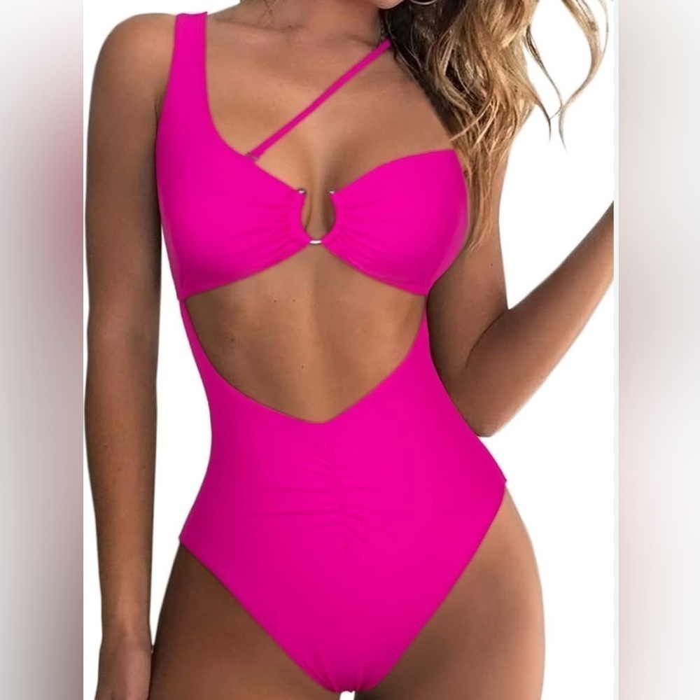 Vibrant Pink Cutout Cheeky One Piece Swimsuit